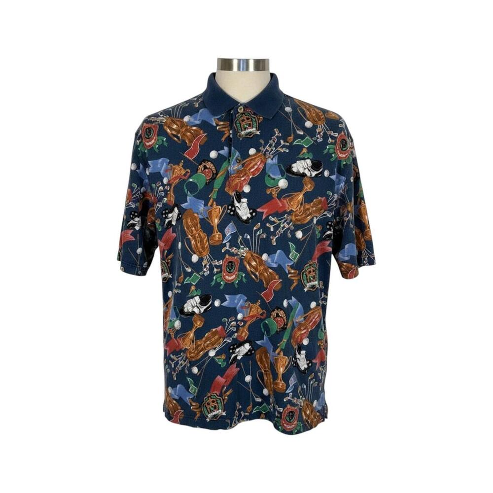 Allen Solly International Tour Gold Shirt Men's L Golf Bag Theme Cotton Pullover